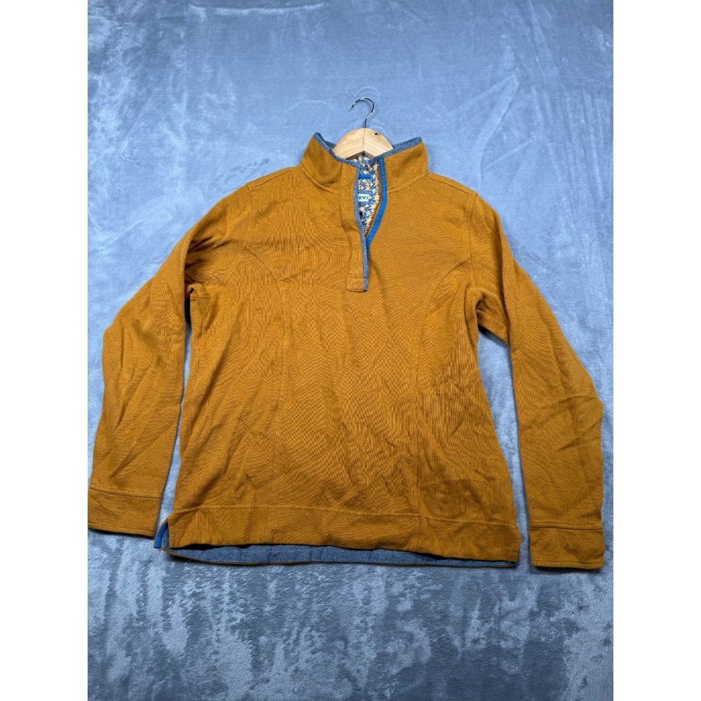 Orvis Quarter Zip Pullover Sweatshirt Women Medium Mustard Yellow Casual Outdoor